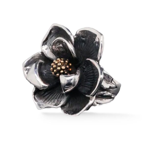King Baby Solid Sterling Silver Magnolia Flower Ring.             | Size:7 | - Picture 1 of 10